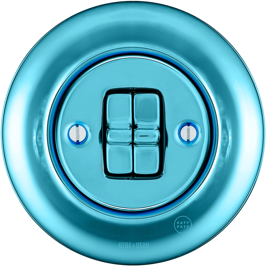 PORCELAIN WALL LIGHT SWITCH SKY BLUE 2 TOGGLE - DYKE & DEAN