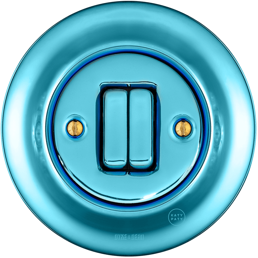 PORCELAIN WALL LIGHT SWITCH SKY BLUE DOUBLE - DYKE & DEAN