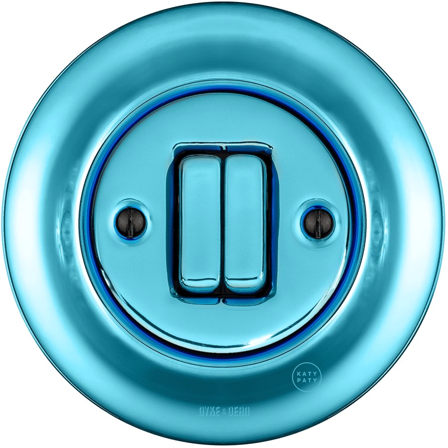 PORCELAIN WALL LIGHT SWITCH SKY BLUE DOUBLE - DYKE & DEAN