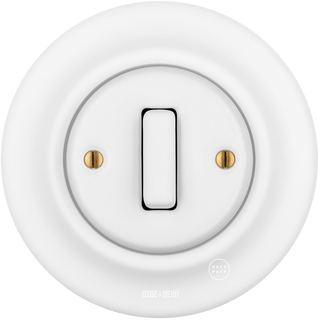 PORCELAIN WALL LIGHT SWITCH SLIM BUTTON MATT WHITE - DYKE & DEAN