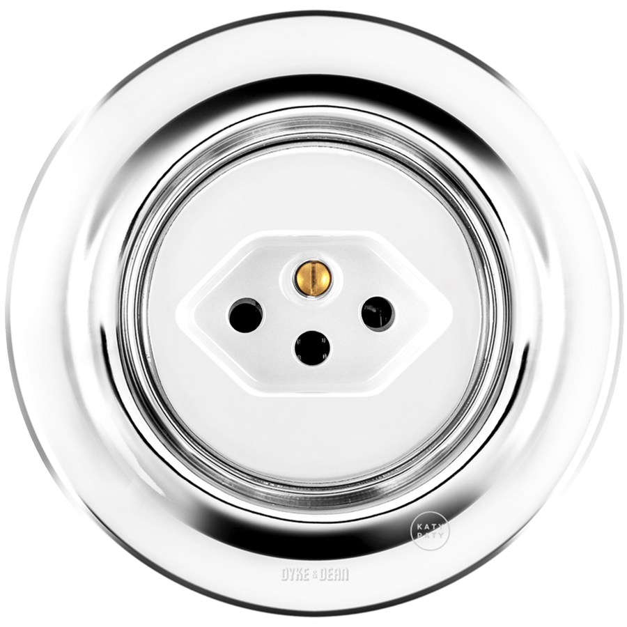 PORCELAIN WALL MOUNTED SWISS SOCKET CHROME - DYKE & DEAN