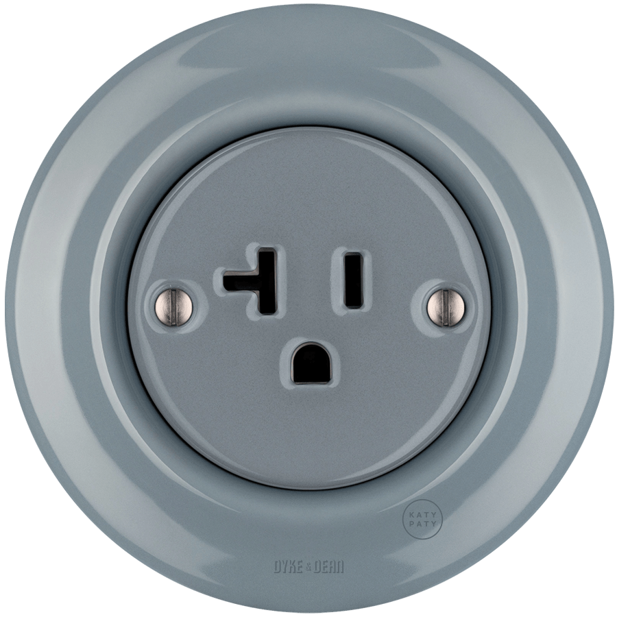 PORCELAIN WALL SOCKET ASH GREY USA 20 AMP - DYKE & DEAN