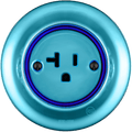 PORCELAIN WALL SOCKET SKY BLUE USA 20 AMP - DYKE & DEAN