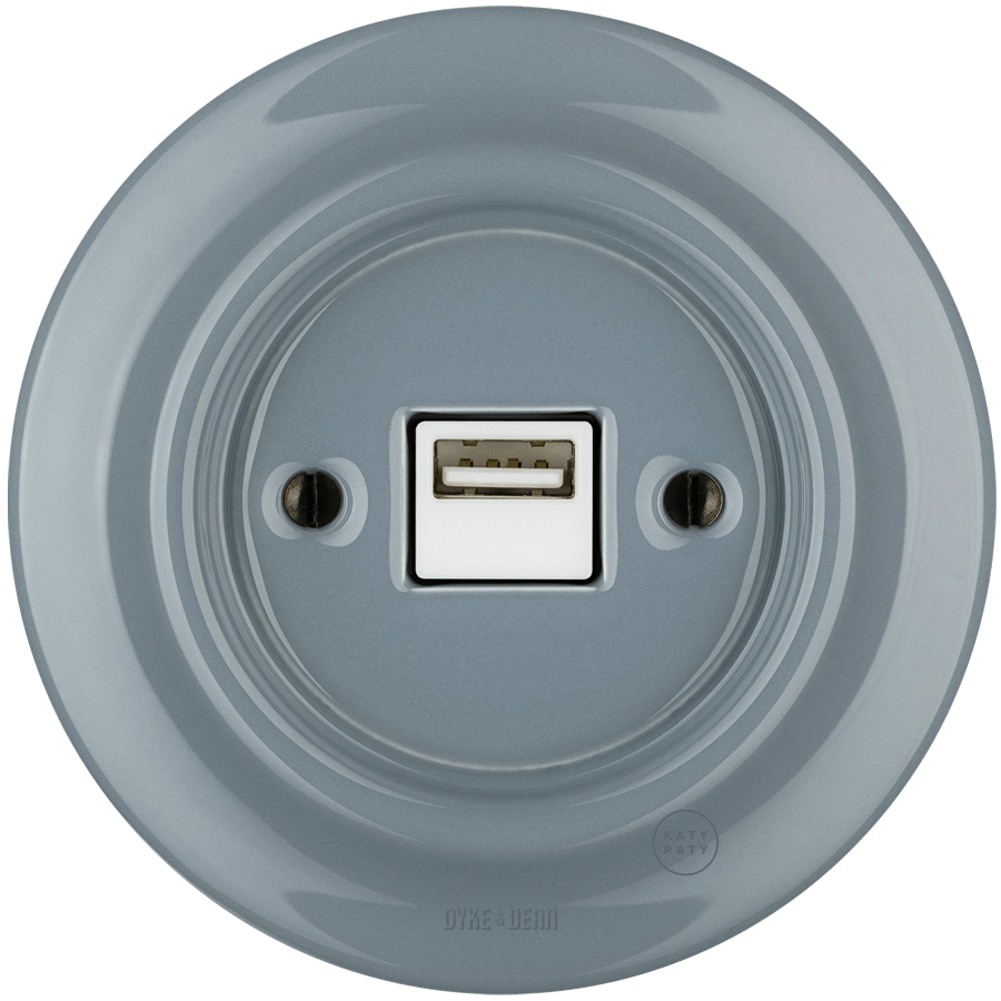 PORCELAIN WALL USB CHARGER ASH GREY - DYKE & DEAN