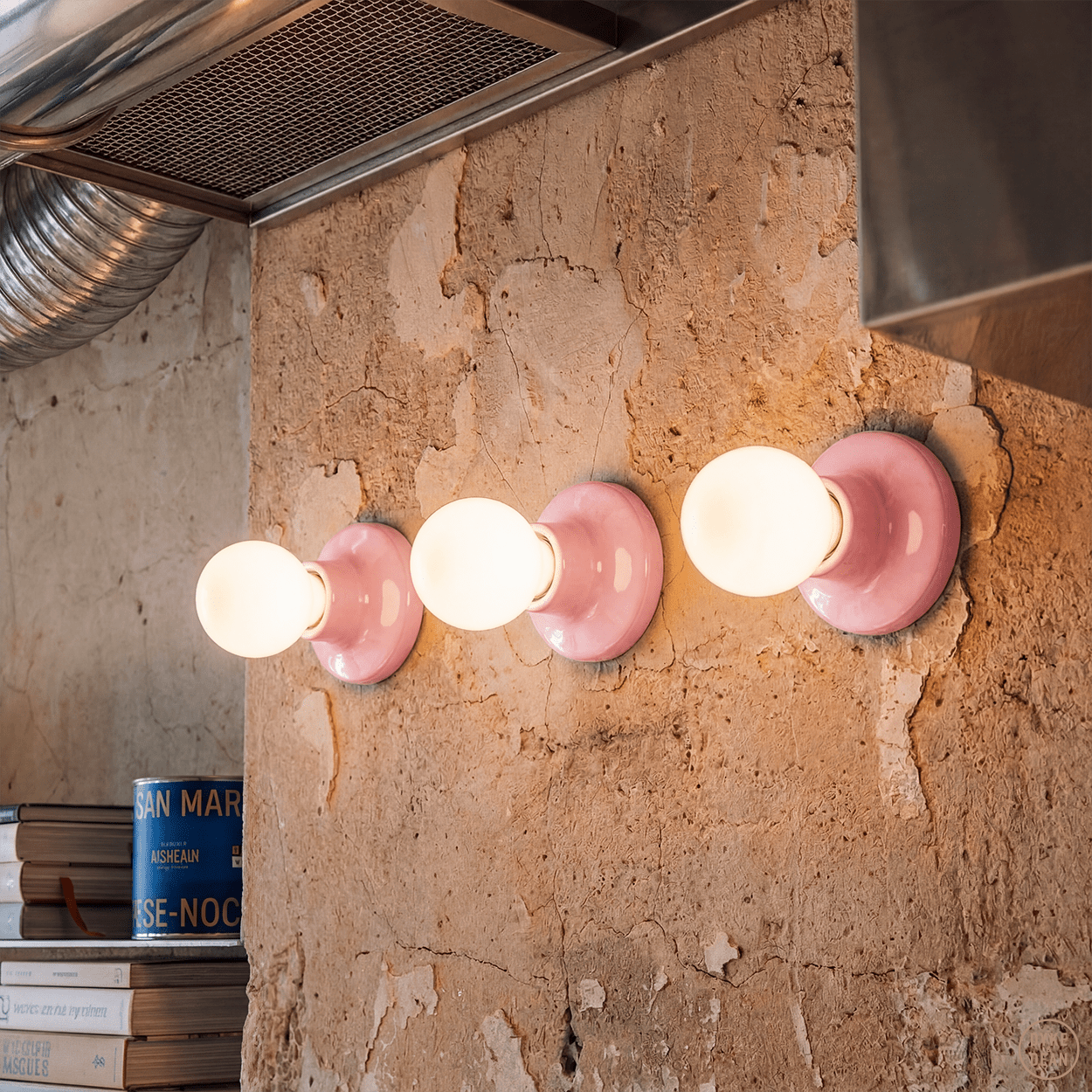ROUND CERAMIC WALL & CEILING LAMP PINK - DYKE & DEAN