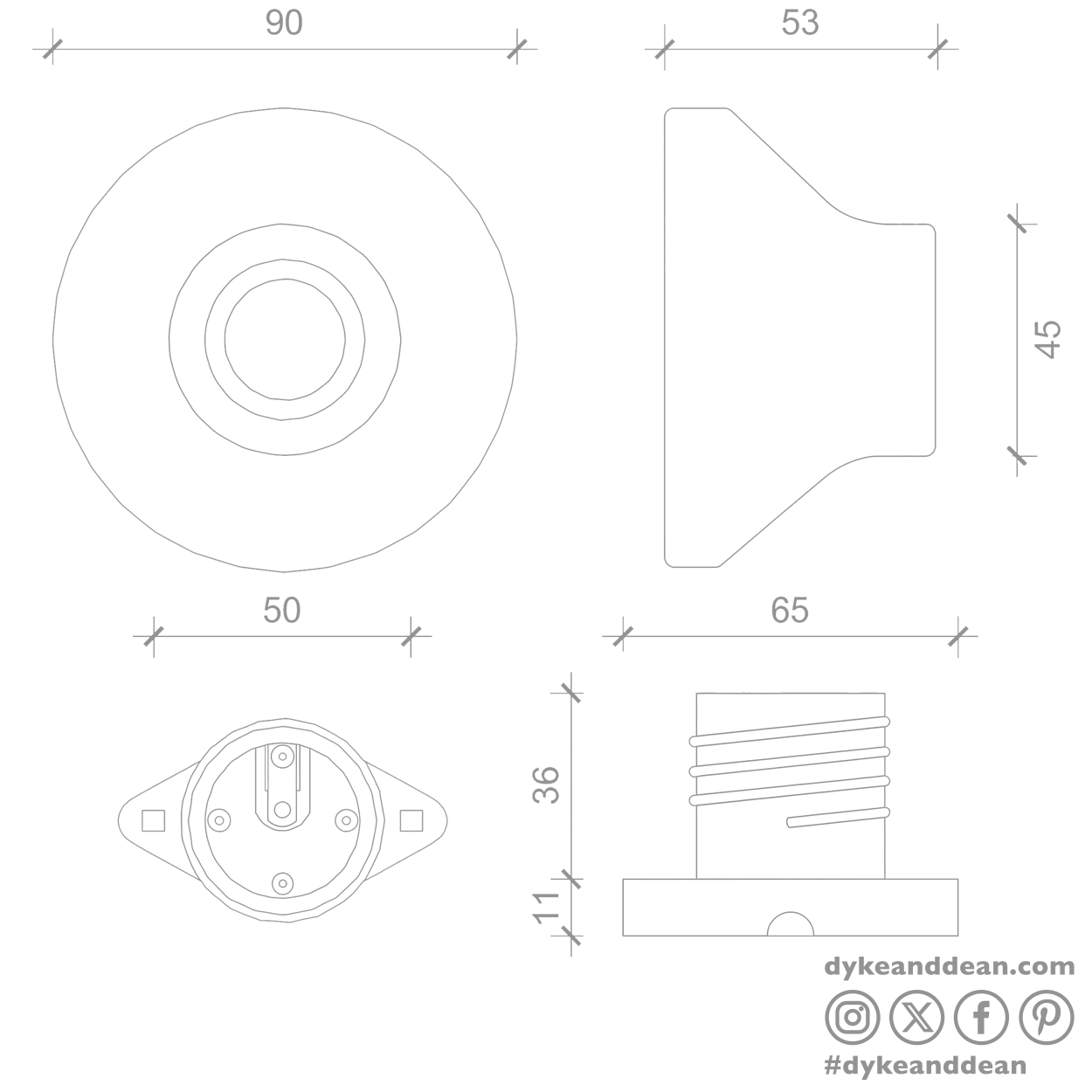 ROUND CERAMIC WALL & CEILING LAMP TEAL GREEN - DYKE & DEAN