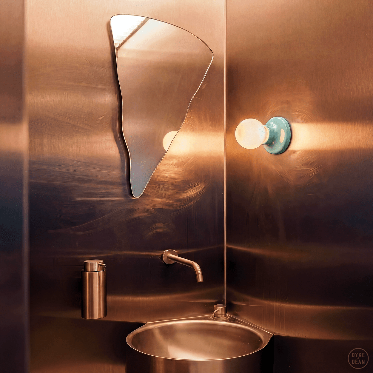 ROUND CERAMIC WALL & CEILING LAMP TEAL GREEN - DYKE & DEAN