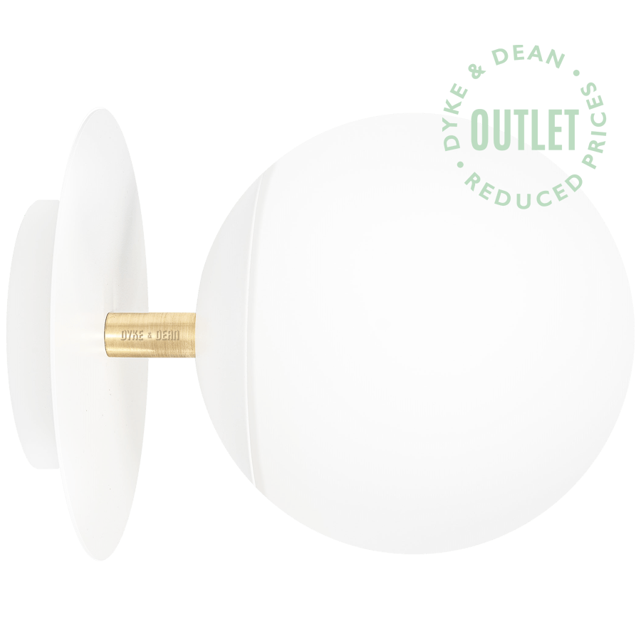 SCONCE DISC WALL LIGHT WHITE BRASS OUTLET - DYKE & DEAN