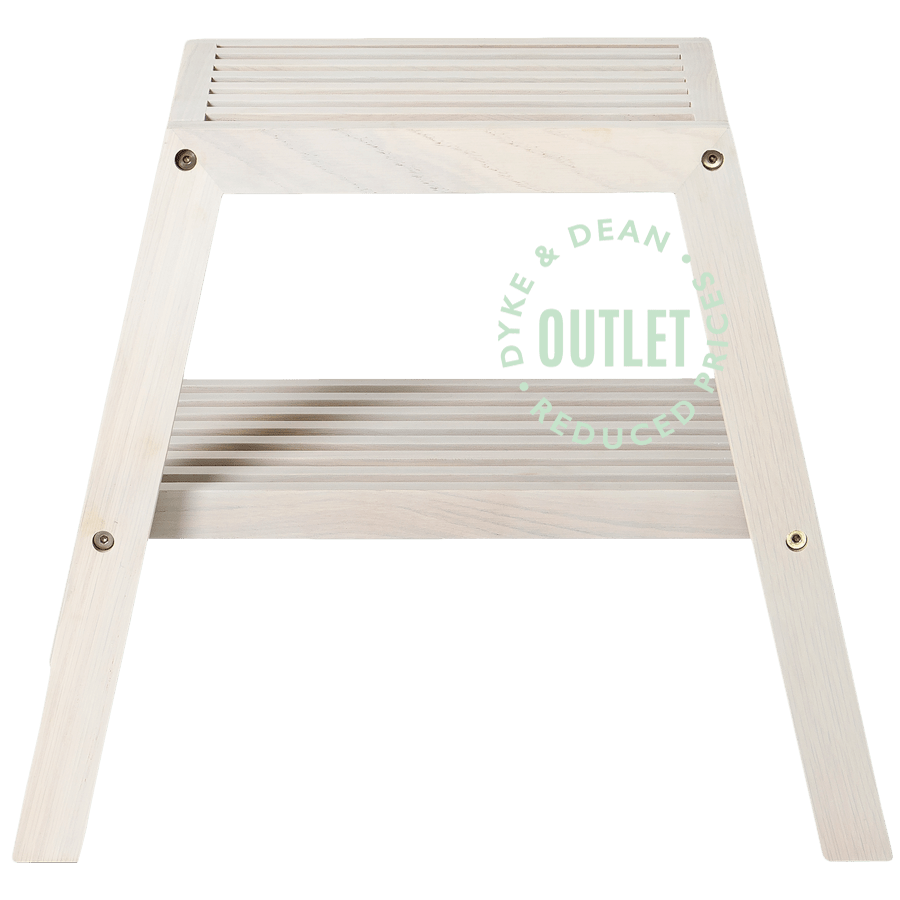 SLATTED BATH STOOL OYSTER WHITE OUTLET - DYKE & DEAN