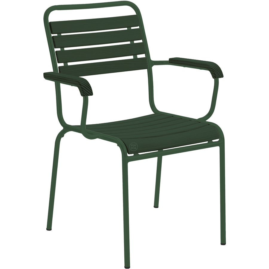 SLATTED GREENWOOD STACKING CHAIR COLOUR WITH ARMS