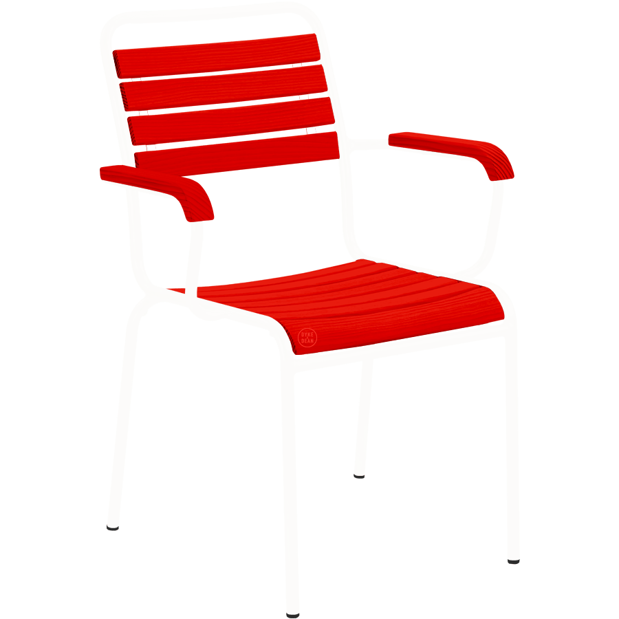 LATTERFARBENER STAPELSTUHL AUS REDWOOD MIT ARMLEHNEN