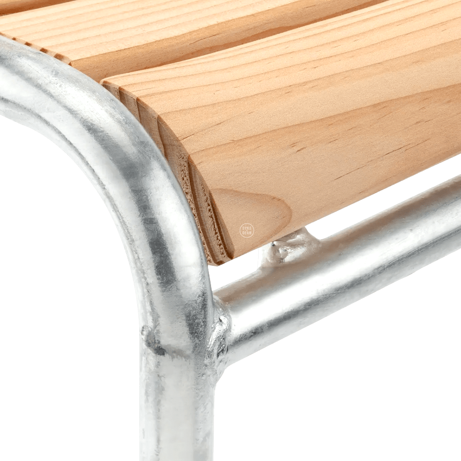 SLATTED WOOD COLOUR STACKING CHAIR GALVANISED