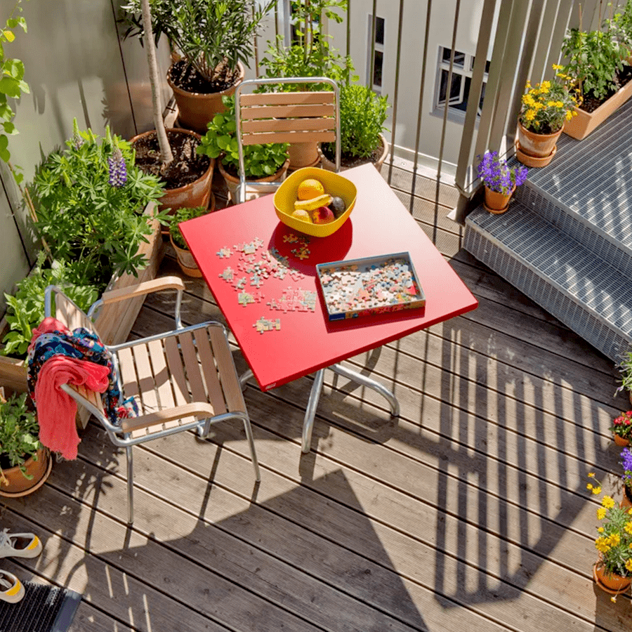 SLATTED WOOD COLOUR STACKING CHAIR GALVANISED - DYKE & DEAN