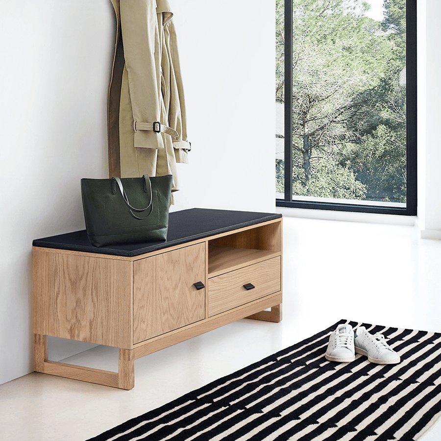 SLUSSEN HALLWAY STORAGE BENCH OAK - DYKE & DEAN