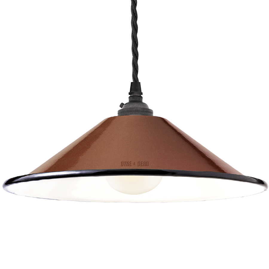 SMALL BROWN ENAMEL CONE SHADE - DYKE & DEAN