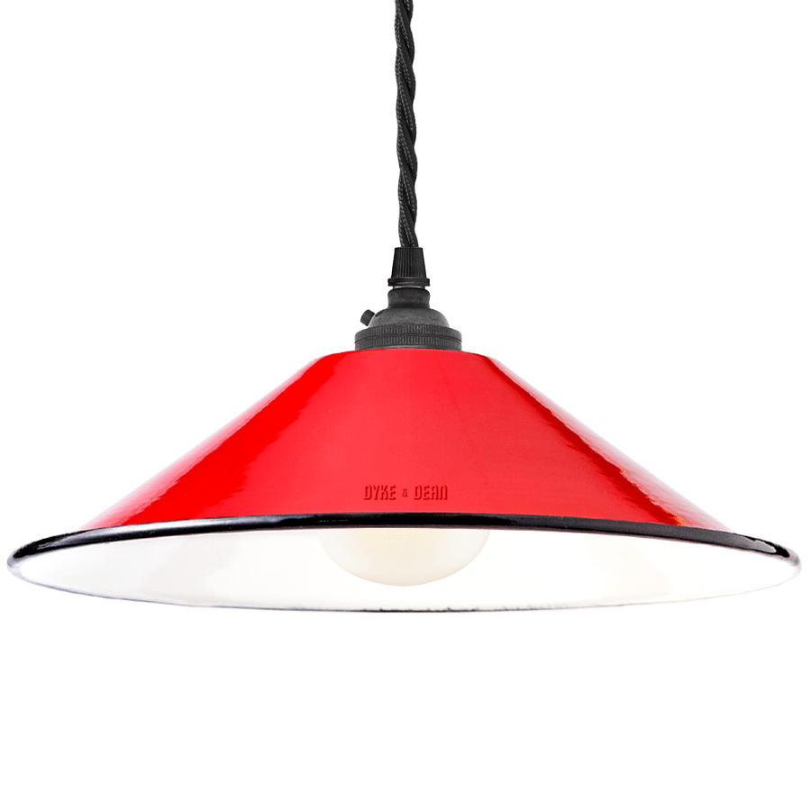 SMALL RED ENAMEL CONE SHADE - DYKE & DEAN