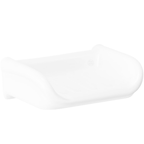 SMALL WHITE PORCELAIN BATHROOM SOAP DISH WITH SIDES - DYKE & DEAN