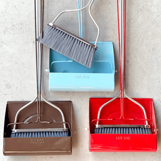 SMILEY DUST BROOM SET LONG HANDLE BLUE - DYKE & DEAN