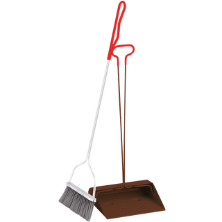 SMILEY DUST BROOM SET LONG HANDLE BROWN - DYKE & DEAN