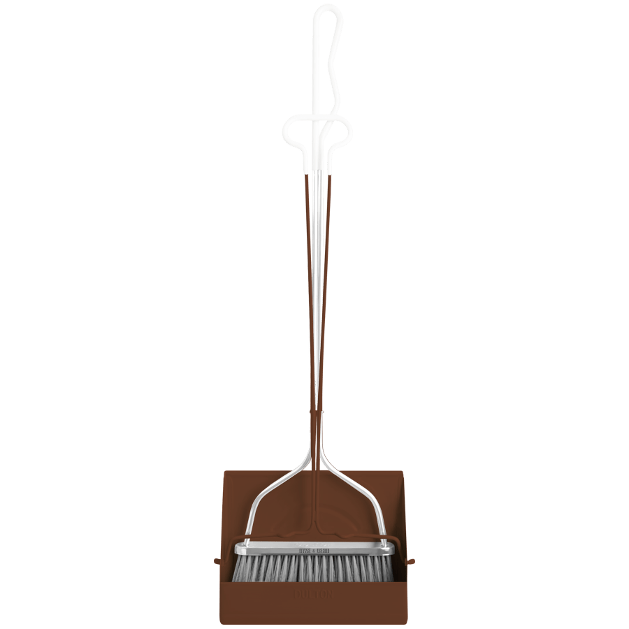 SMILEY DUST BROOM SET LONG HANDLE BROWN - DYKE & DEAN