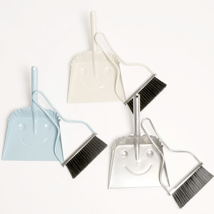 SMILEY METAL DUST PAN SET YELLOW - DYKE & DEAN