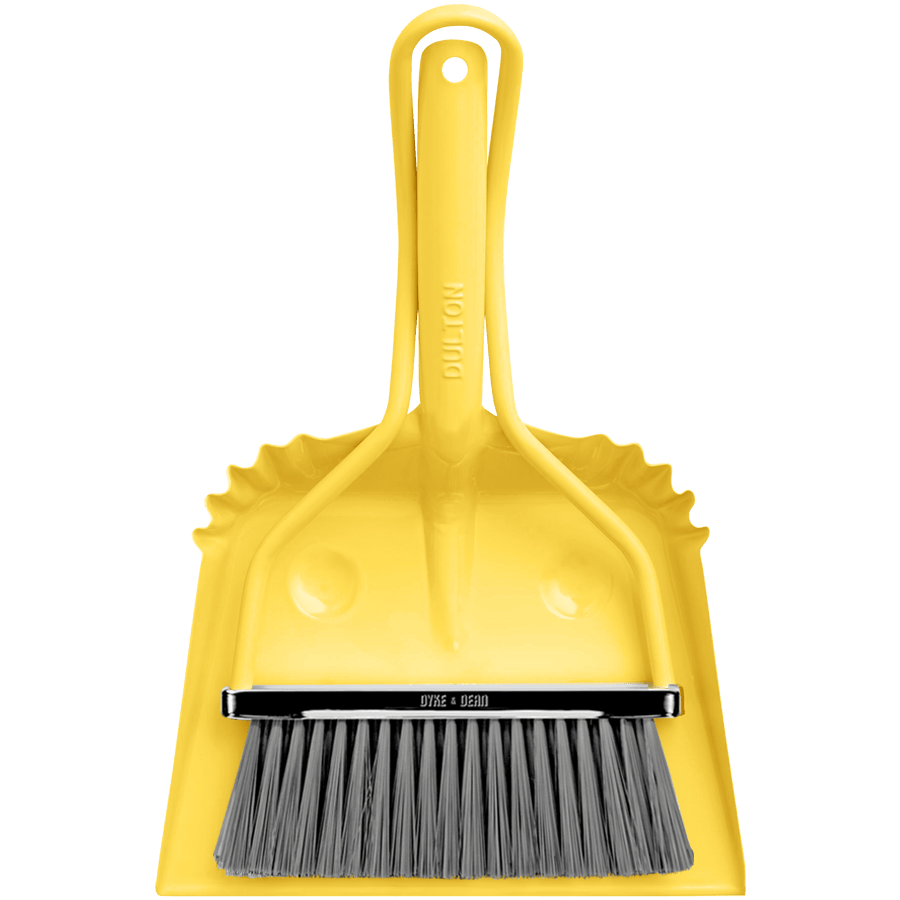 SMILEY METAL DUST PAN SET YELLOW - DYKE & DEAN