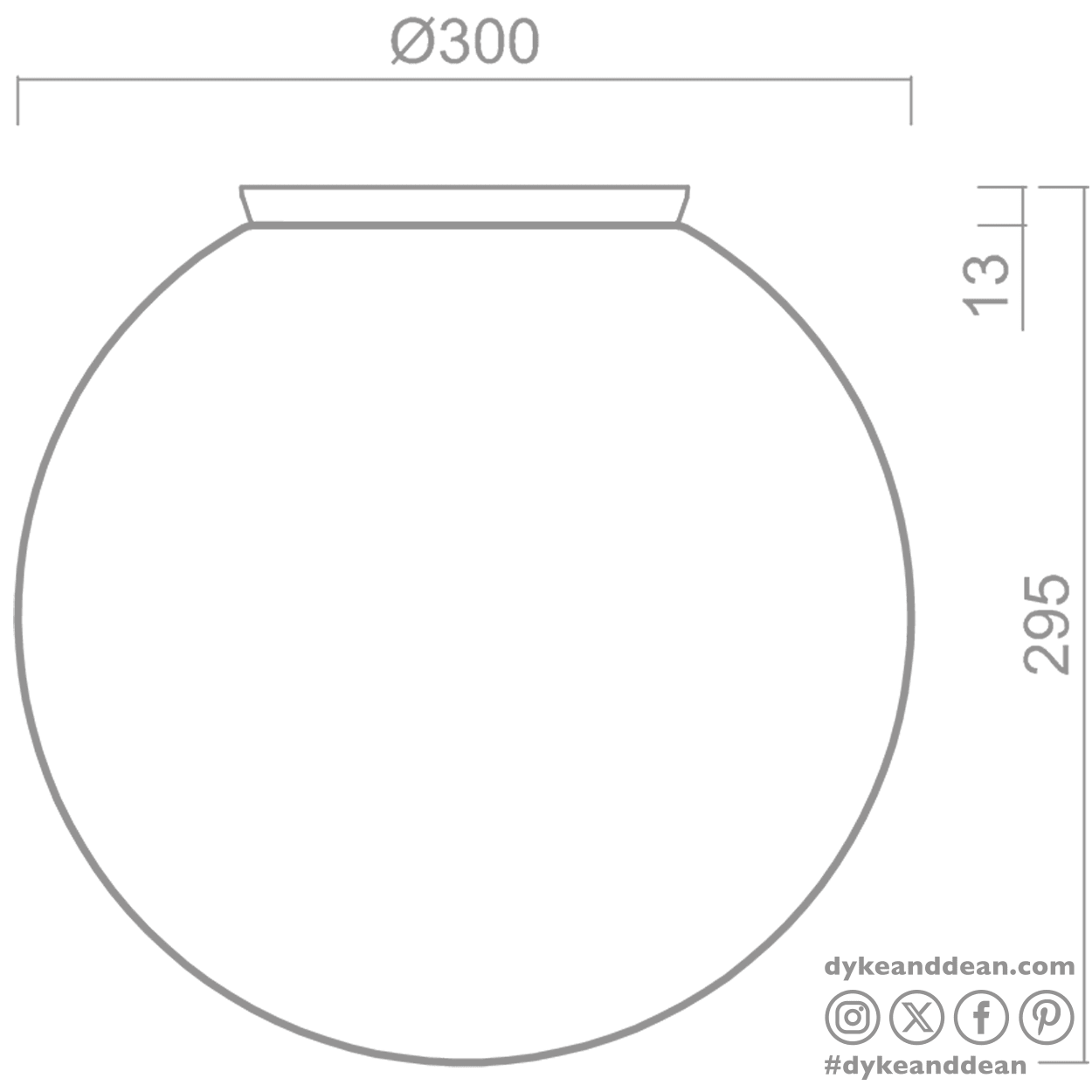 SPHERE LAMP BLACK BASE 300mm - DYKE & DEAN