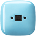 SQUARE PORCELAIN HDMI WALL SOCKET PASTEL BLUE - DYKE & DEAN