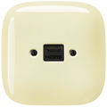 SQUARE PORCELAIN HDMI WALL SOCKET VANILLA - DYKE & DEAN