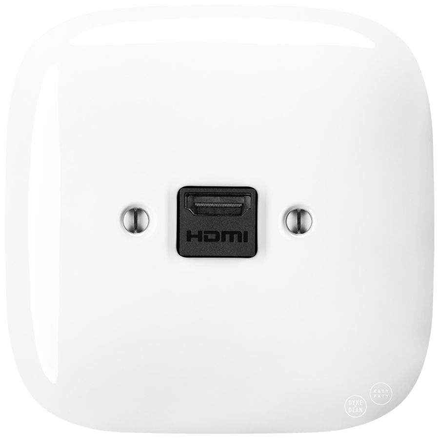 SQUARE PORCELAIN HDMI WALL SOCKET WHITE - DYKE & DEAN