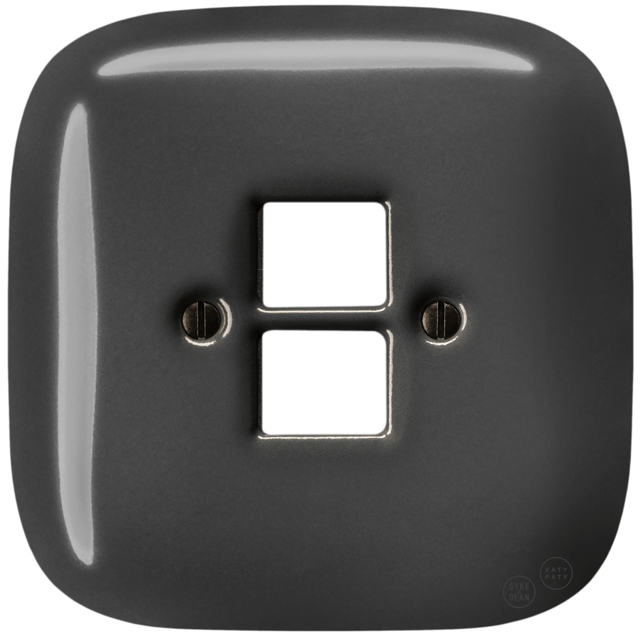 SQUARE PORCELAIN WALL SOCKET DARK GREY PC/USB - DYKE & DEAN