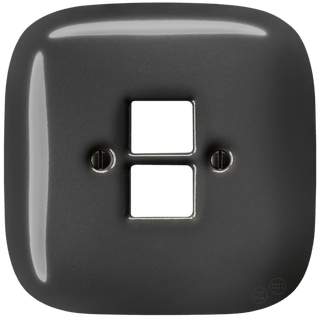 SQUARE PORCELAIN WALL SOCKET DARK GREY PC/USB - DYKE & DEAN