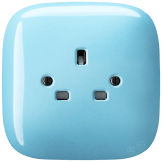 SQUARE PORCELAIN WALL SOCKET UK PASTEL BLUE - DYKE & DEAN