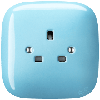 SQUARE PORCELAIN WALL SOCKET UK PASTEL BLUE - DYKE & DEAN