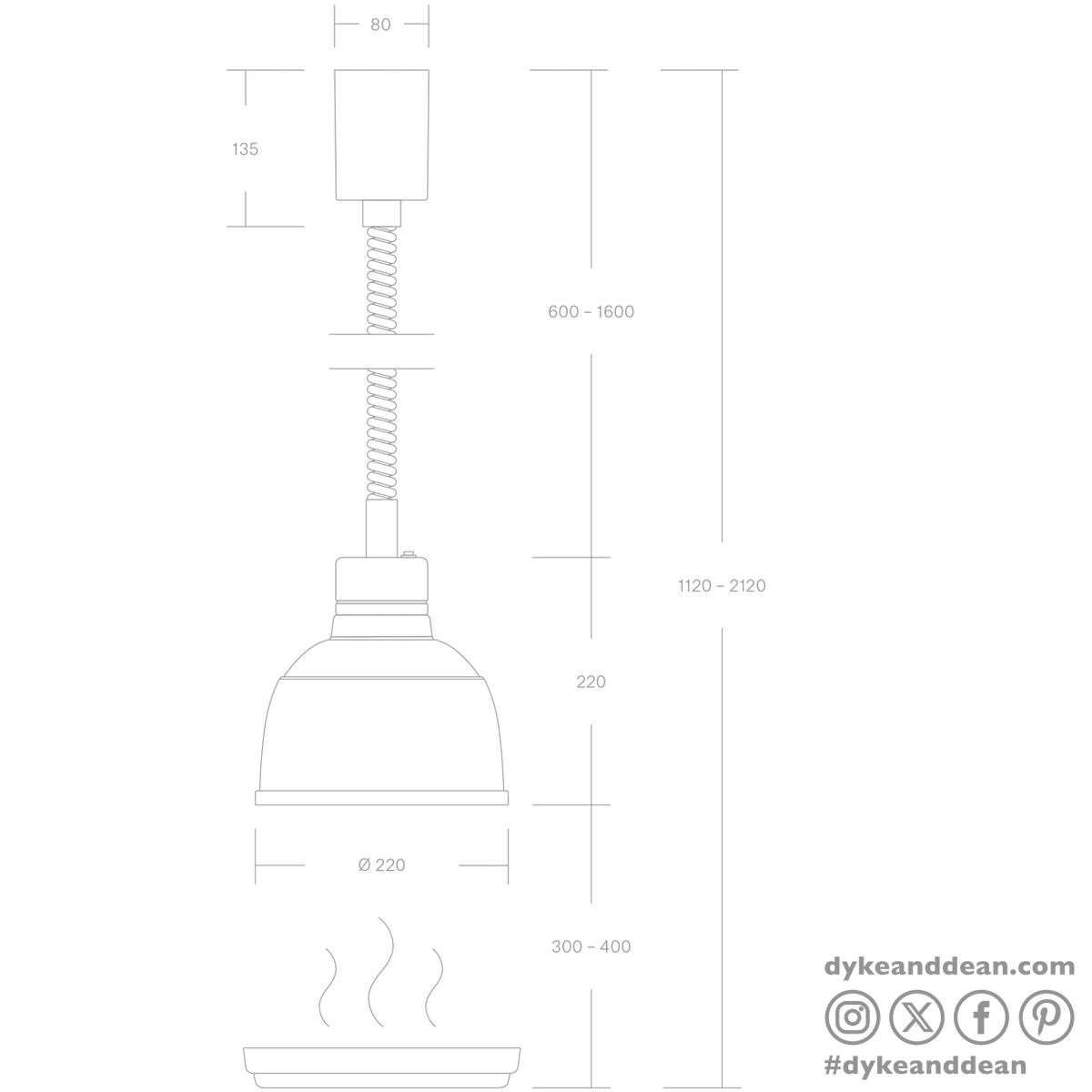 Stay Hot heat lamp pendant focus rs retractable cord