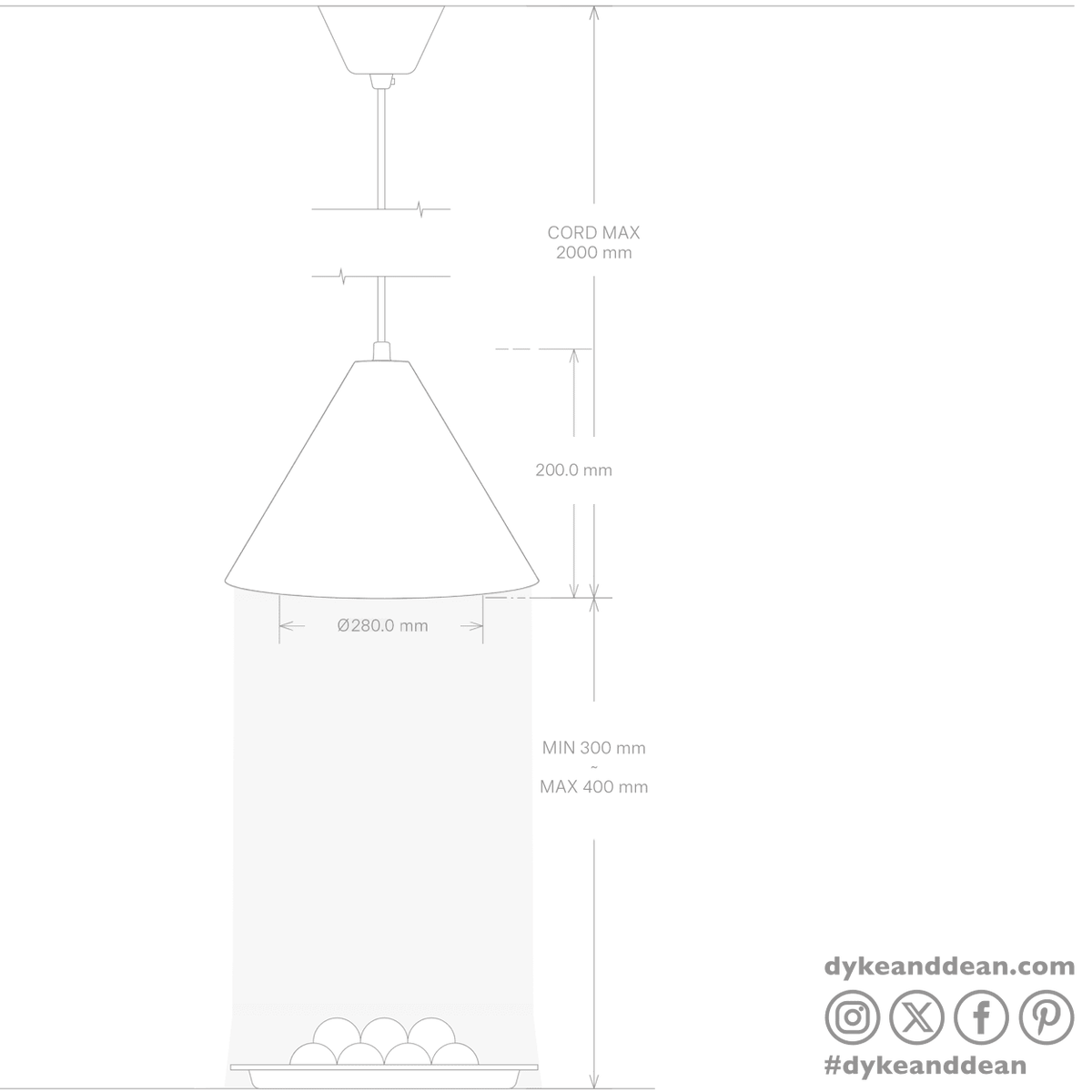Stay Hot heat lamp pendant Trattoria 1250 cone