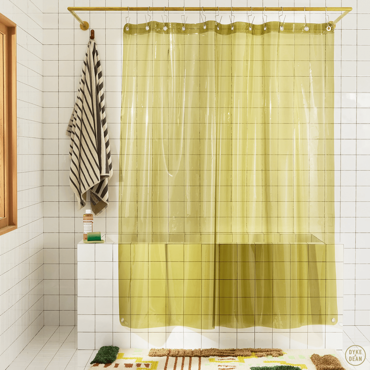 SUN SHOWER CURTAIN OLIVE GREEN - DYKE & DEAN