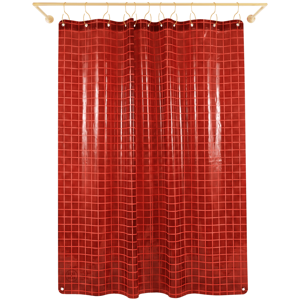 SUN SHOWER GRID CURTAIN BRICK RED - DYKE & DEAN