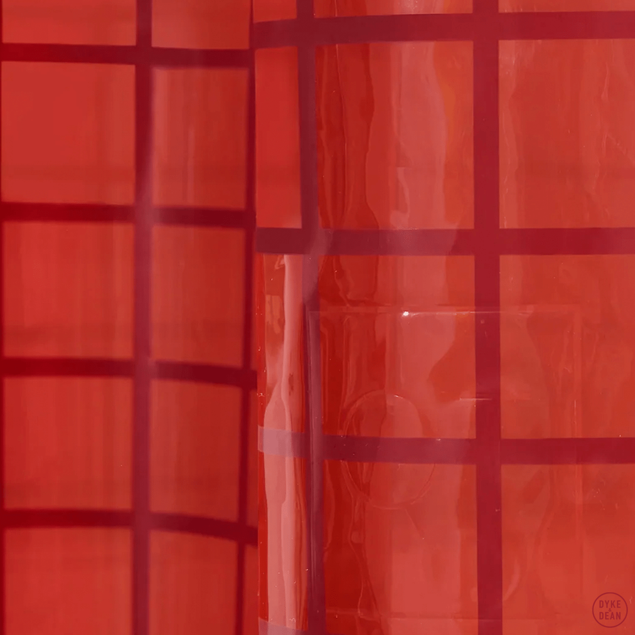 SUN SHOWER GRID CURTAIN BRICK RED - DYKE & DEAN