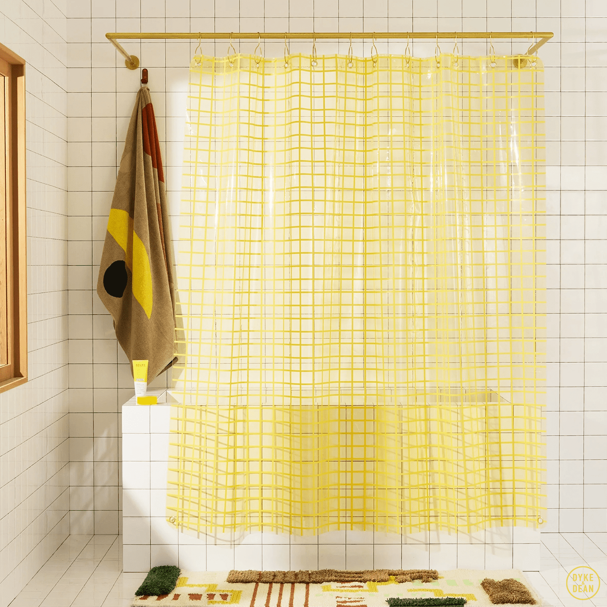 SUN SHOWER GRID CURTAIN BUTTER YELLOW - DYKE & DEAN