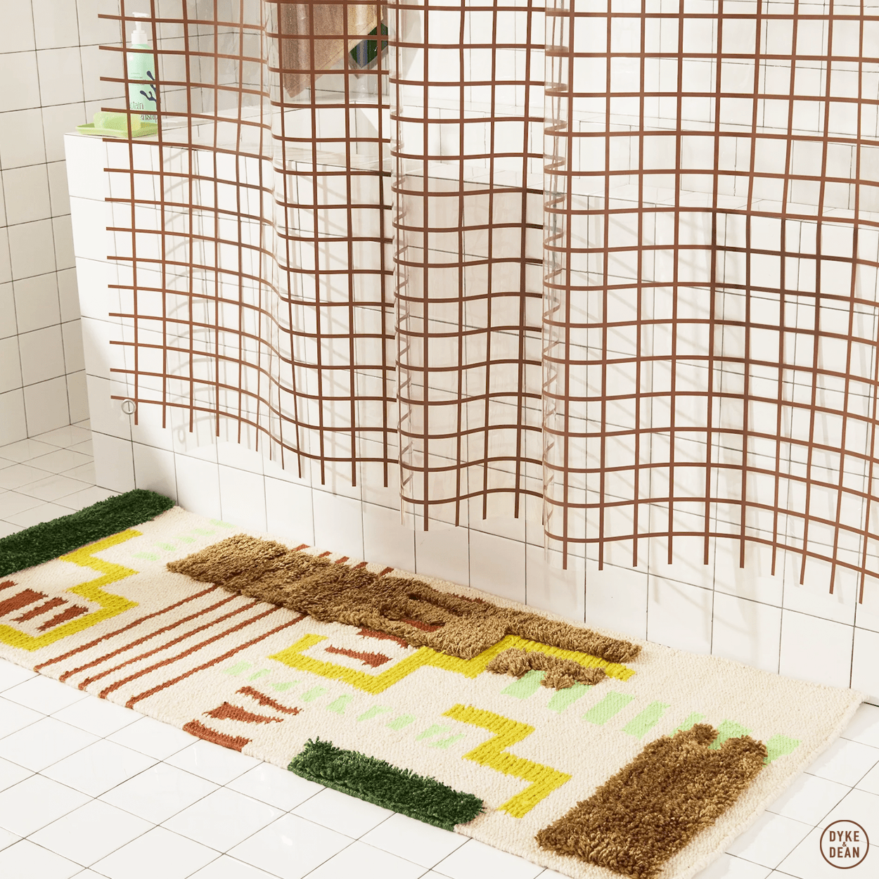 SUN SHOWER GRID CURTAIN CHOCOLATE - DYKE & DEAN