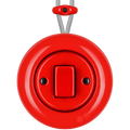 SURFACE PORCELAIN WALL LIGHT SWITCH RED FAT BUTTON - DYKE & DEAN