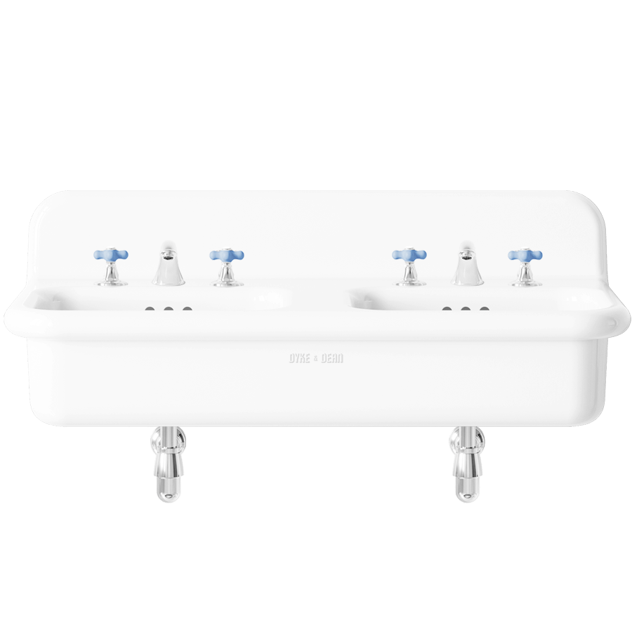 TRUE LITE CERAMIC MOUNTED DOUBLE SINK WHITE - DYKE & DEAN