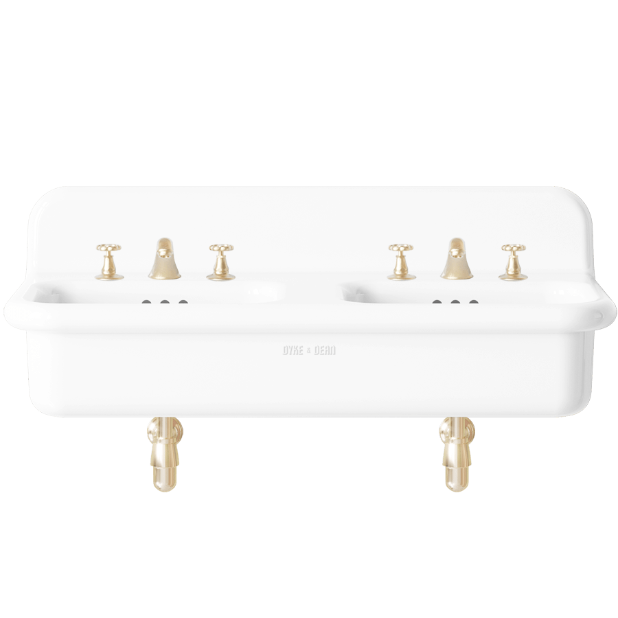 TRUE LITE CERAMIC MOUNTED DOUBLE SINK WHITE - DYKE & DEAN