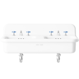 TRUE LITE CERAMIC MOUNTED DOUBLE SINK WHITE LEGS - DYKE & DEAN