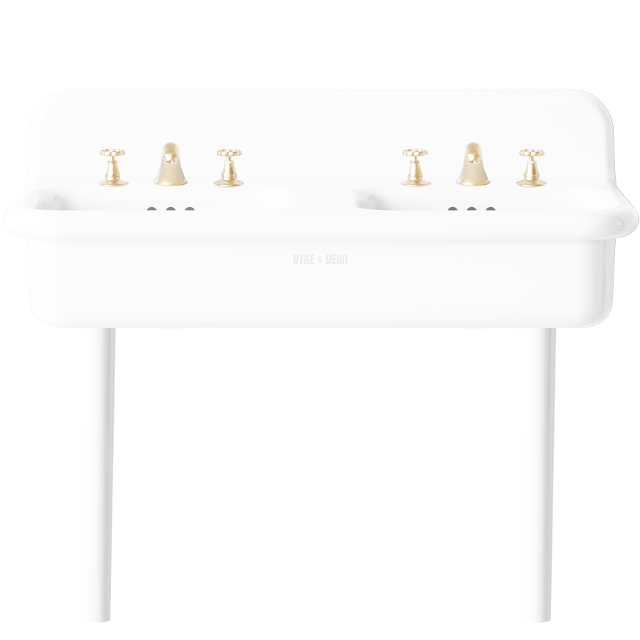 TRUE LITE CERAMIC MOUNTED DOUBLE SINK WHITE LEGS - DYKE & DEAN