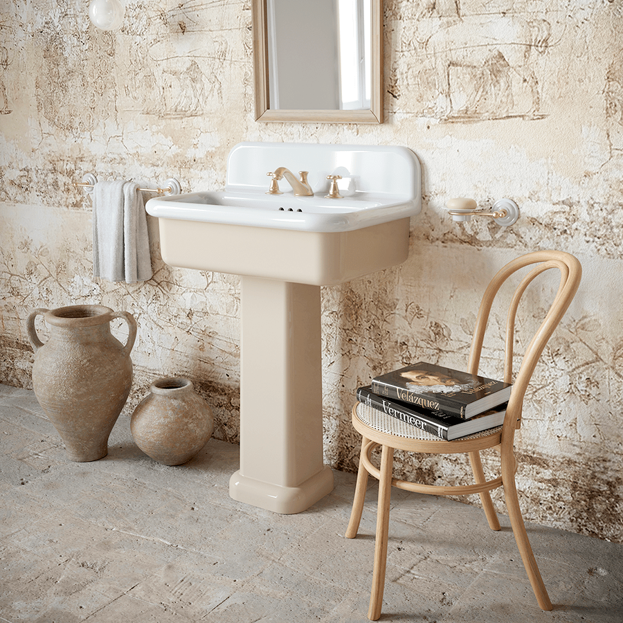 TRUE LITE CERAMIC MOUNTED SMALL SINK WHITE PEDESTAL - DYKE & DEAN