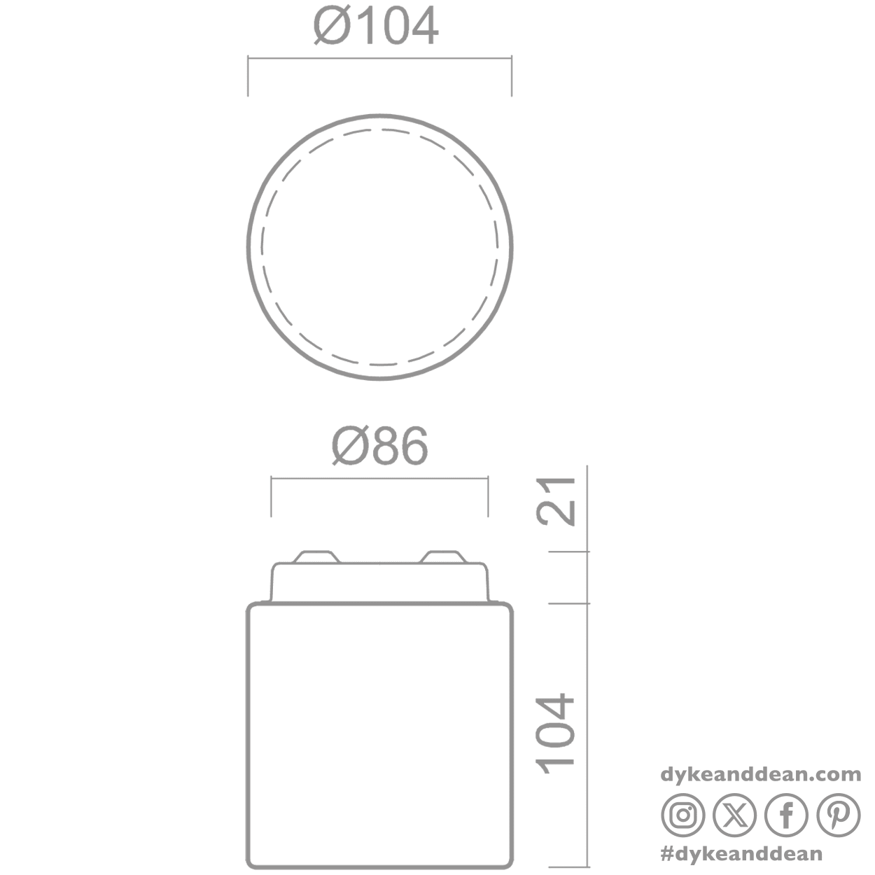 TUBE LAMP WHITE BASE SMALL - DYKE & DEAN
