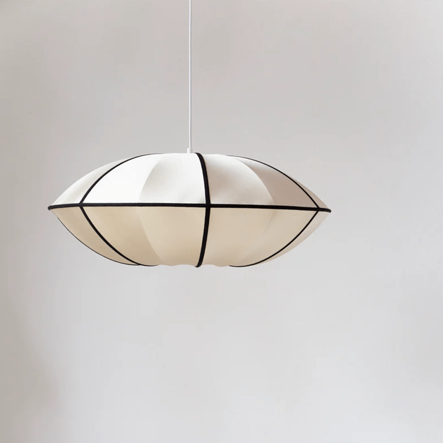 UFO SATIN OFF WHITE LAMPSHADE PENDANT LIGHT - DYKE & DEAN
