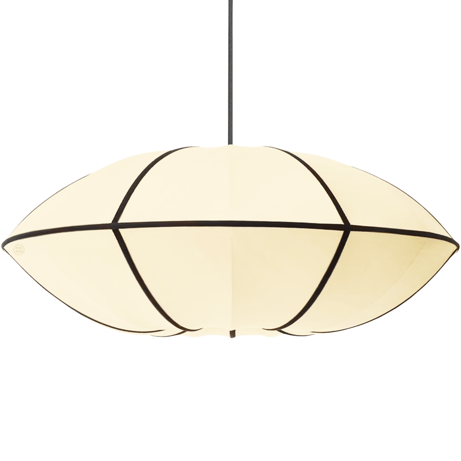UFO SATIN OFF WHITE LAMPSHADE PENDANT LIGHT - DYKE & DEAN
